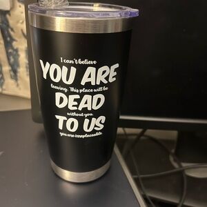 Black Aluminum Tumbler with Funny Goodbye Message for Co-Worker- New
